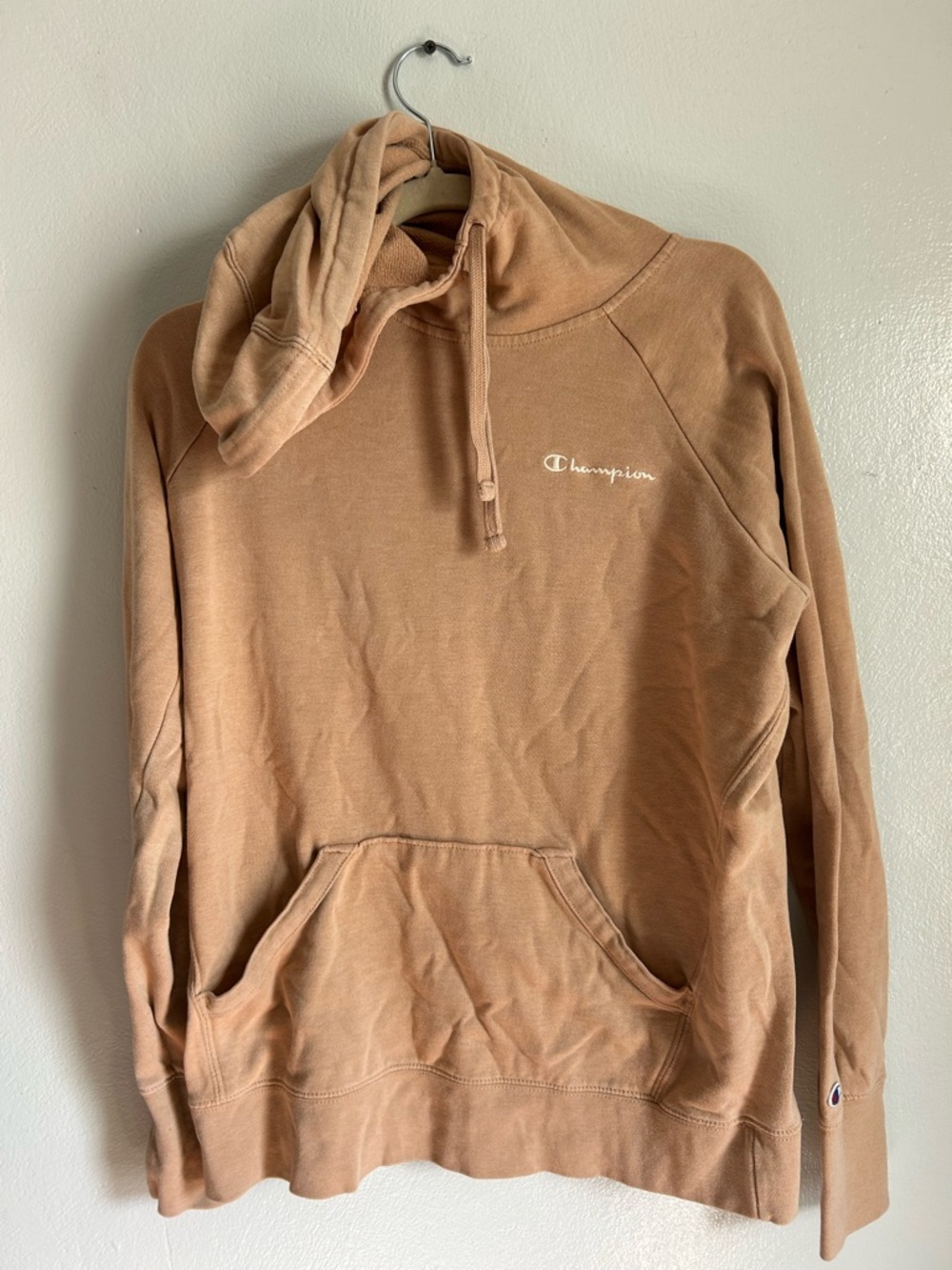 Champion Caramel Tan Hoodie with White Script
